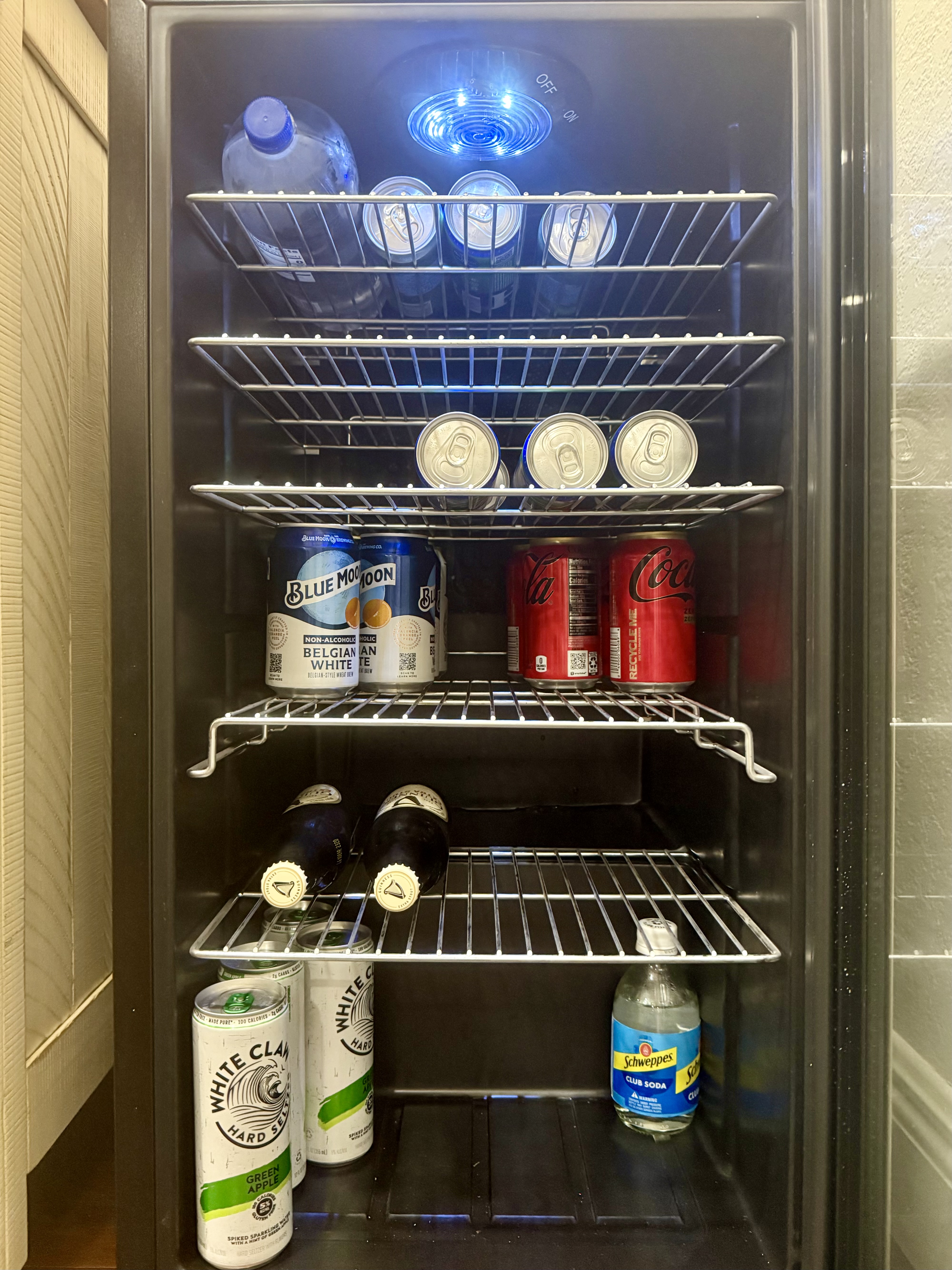 Beer fridge stocked and ready