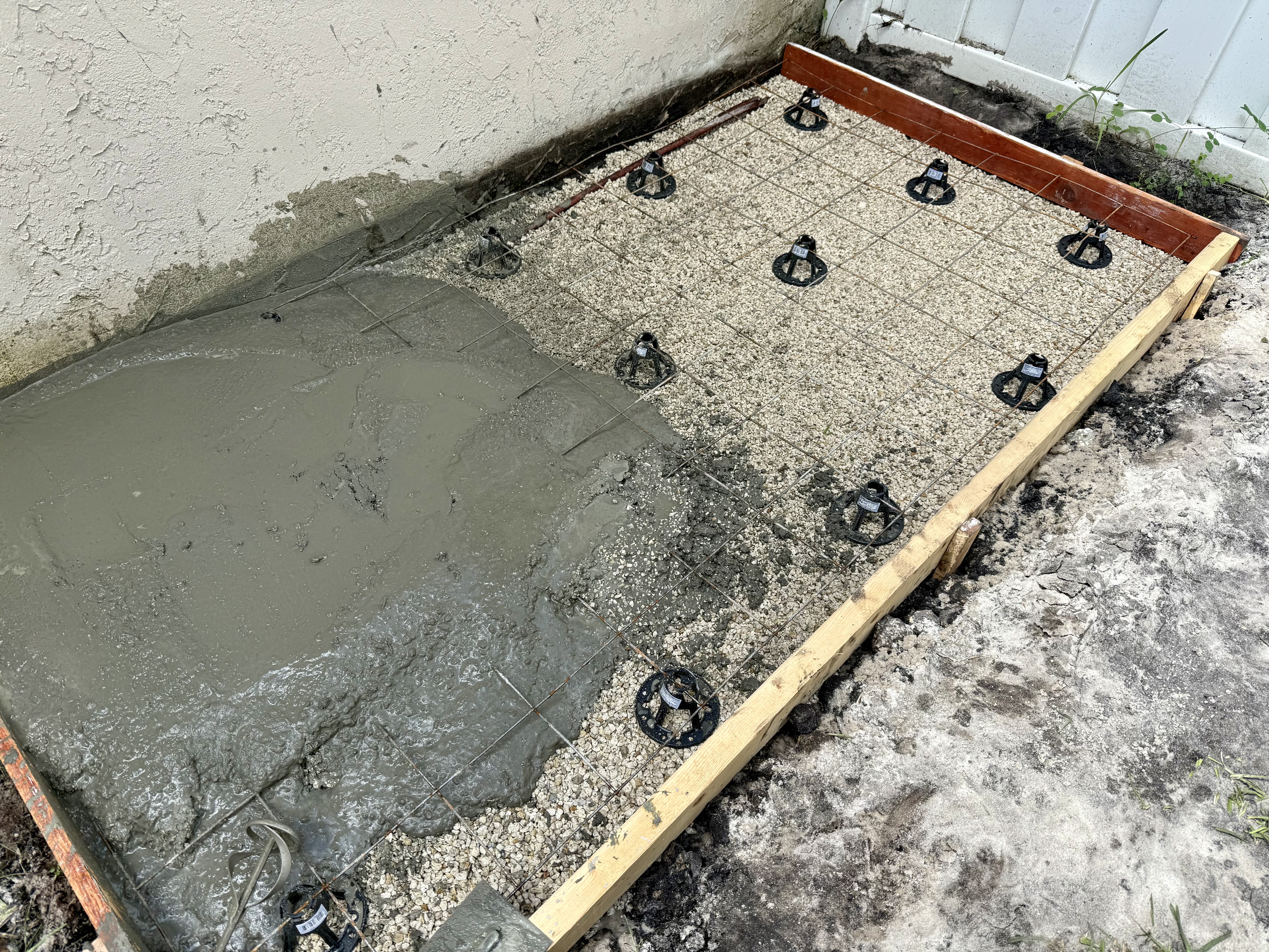 DIY concrete slab for shed — finished result